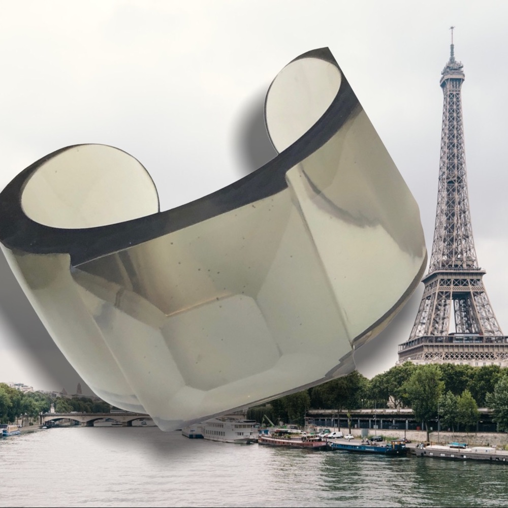 JAMIN PUECH LUCITE CUFF Bracelet PARIS.  SIGNED and in original box!